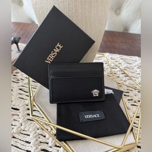Versace Medusa Black Leather and Nylon Card Case - New with Tags